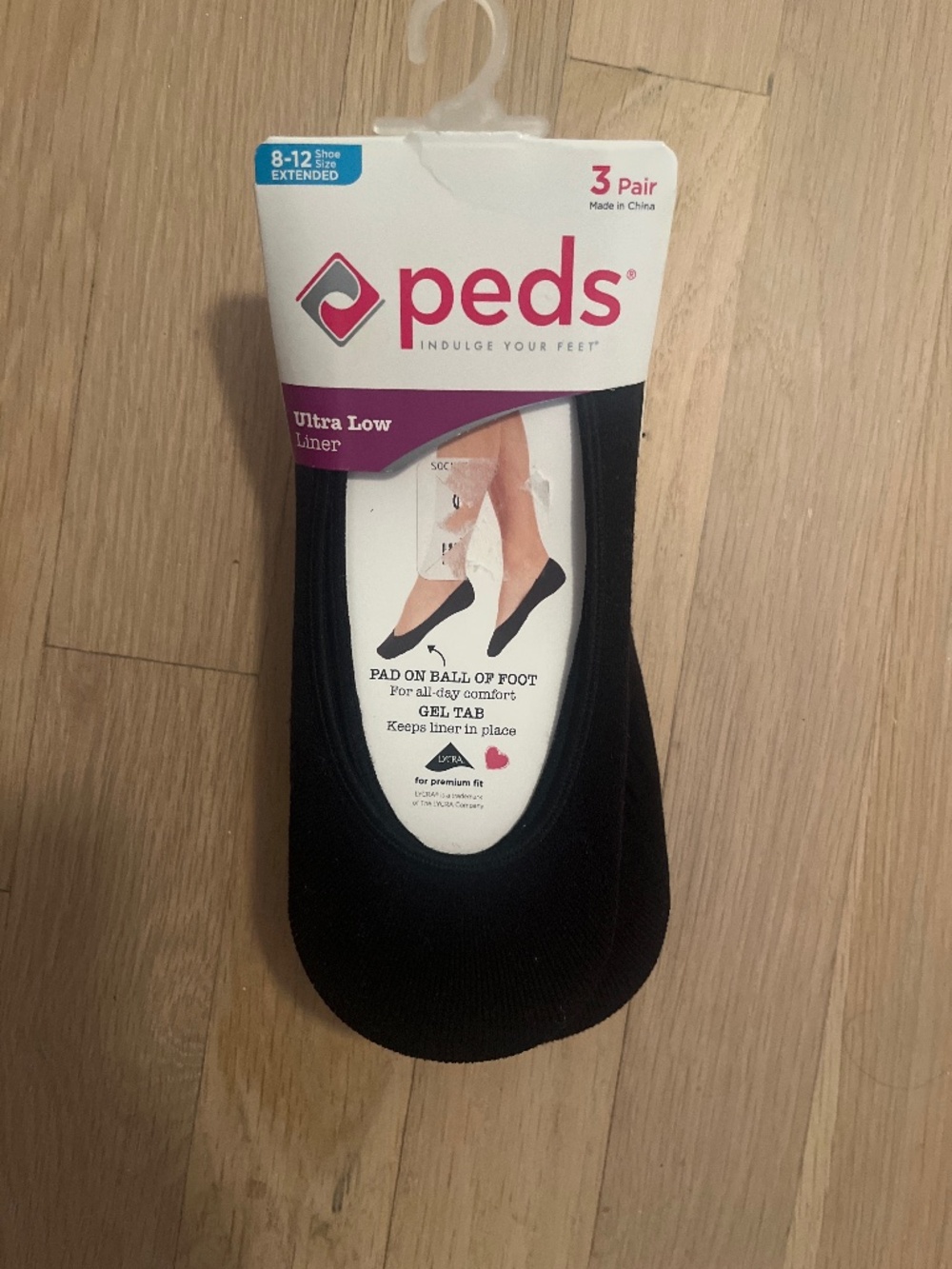 NEW Peds Ultra Low Liner Socks No Slip Size 8-12 Womens 3 Pairs Black